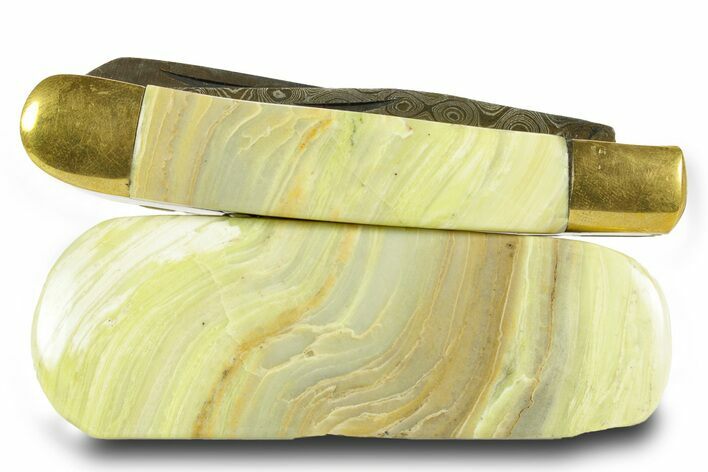 Pocket Knife with Banded Green Onyx Inlays & Base #370799